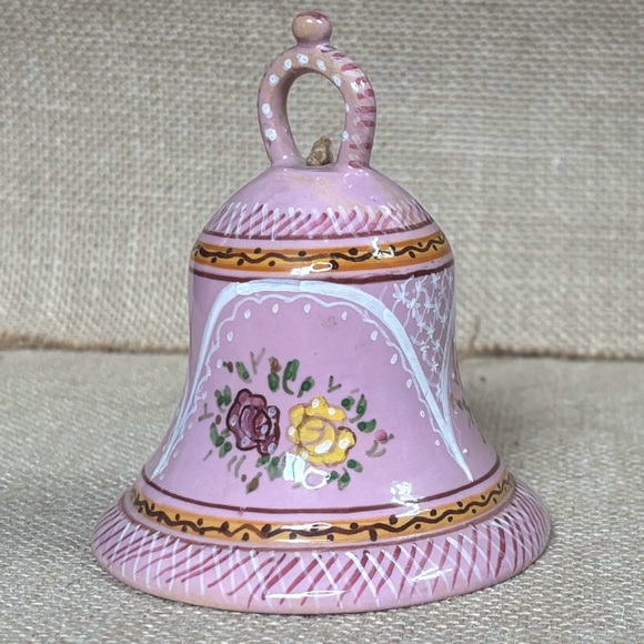 Mauve Pink Floral Bell Italian Pottery Cottagecore Feminine Romance Twee Italy - Picture 3 of 7